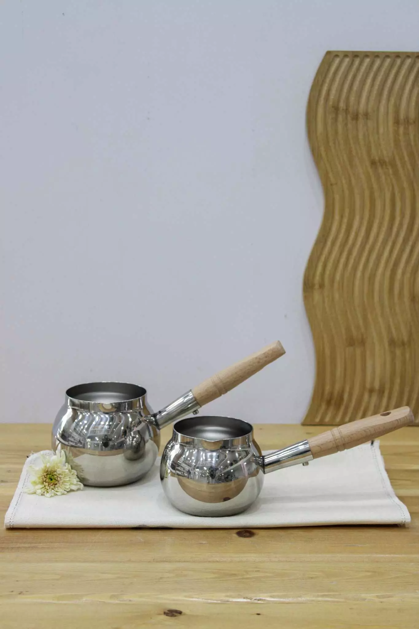 شیر جوش استیل تپل دسته چوبی