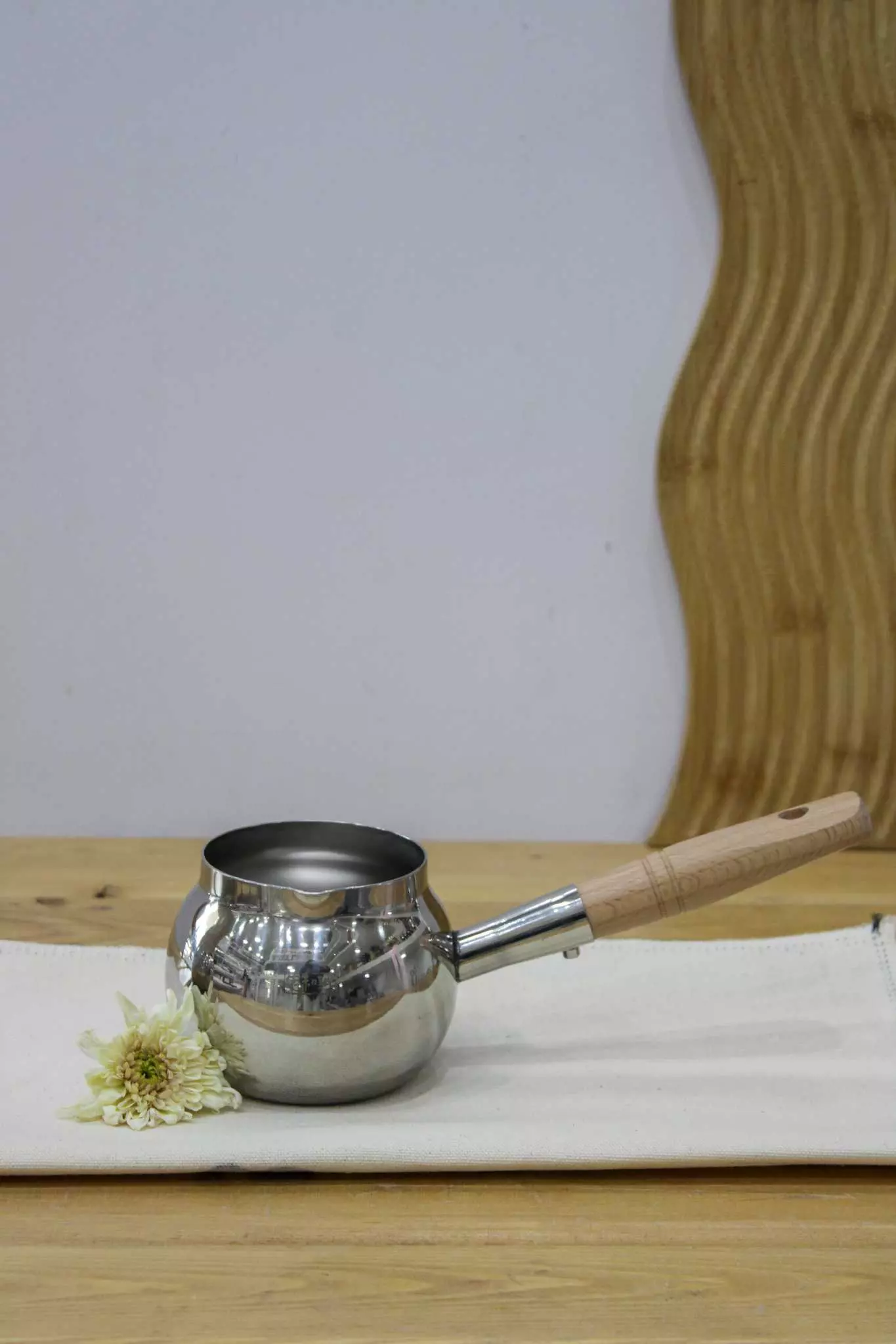 شیر جوش استیل تپل دسته چوبی