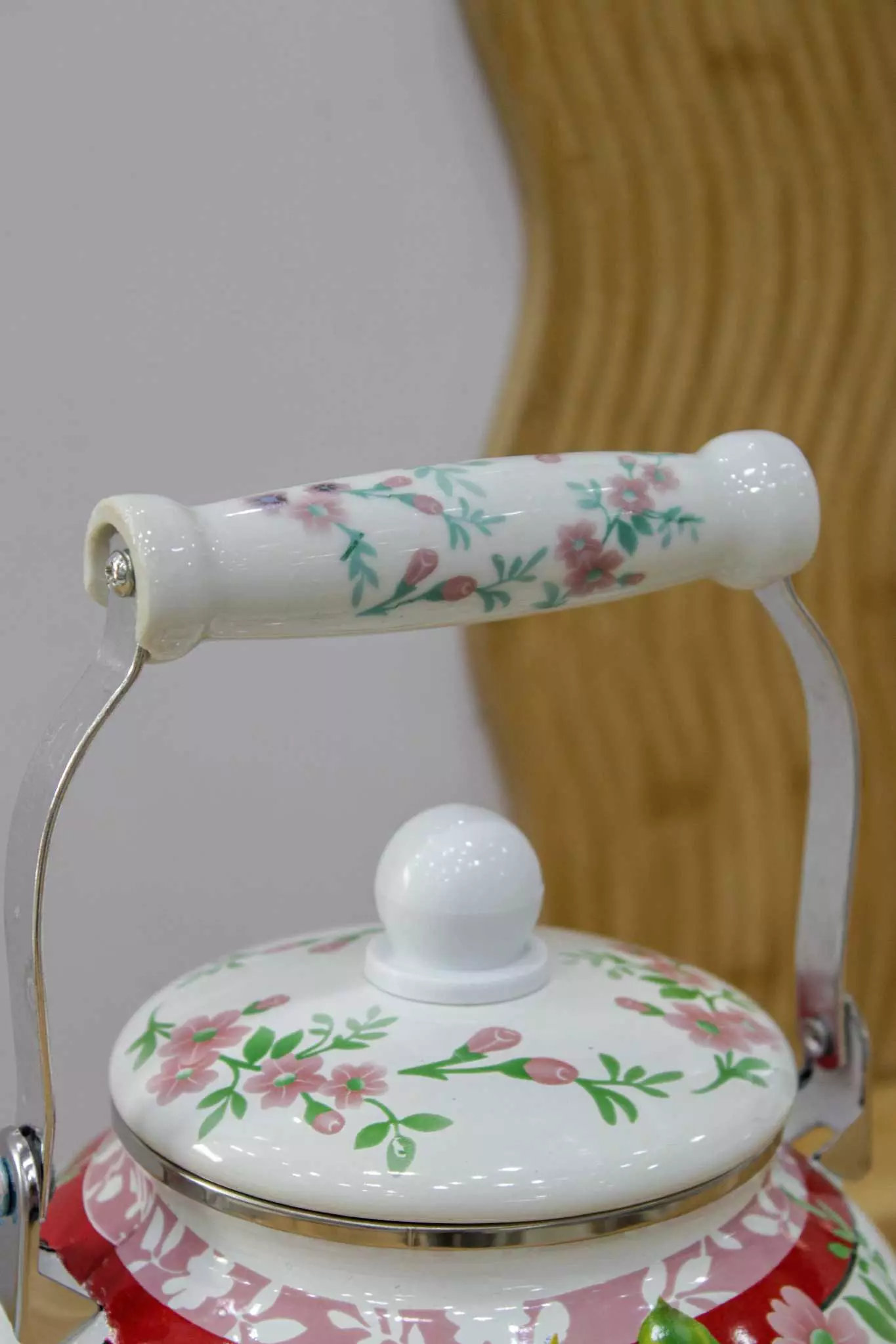 کتری لعابی خمره ای 2.5 لیتر گل سرخ
