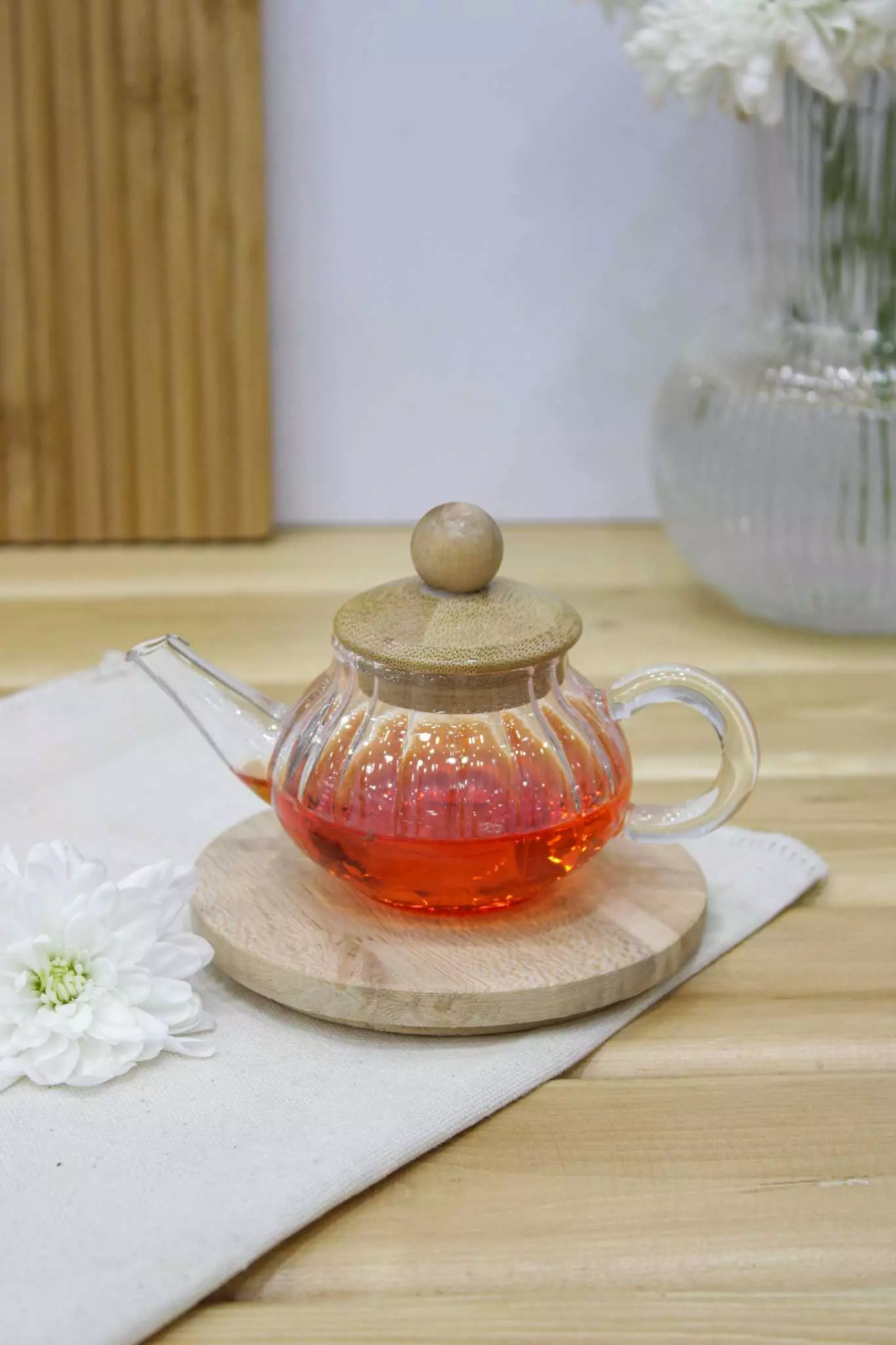 قوری زعفران شیاردار درب بامبو