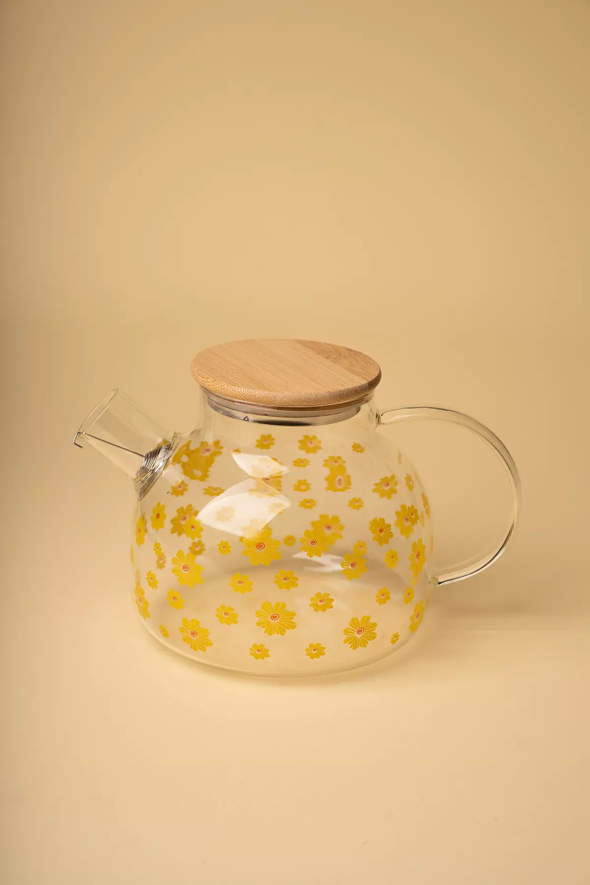 قوری پیرکس درب بامبو گلدار