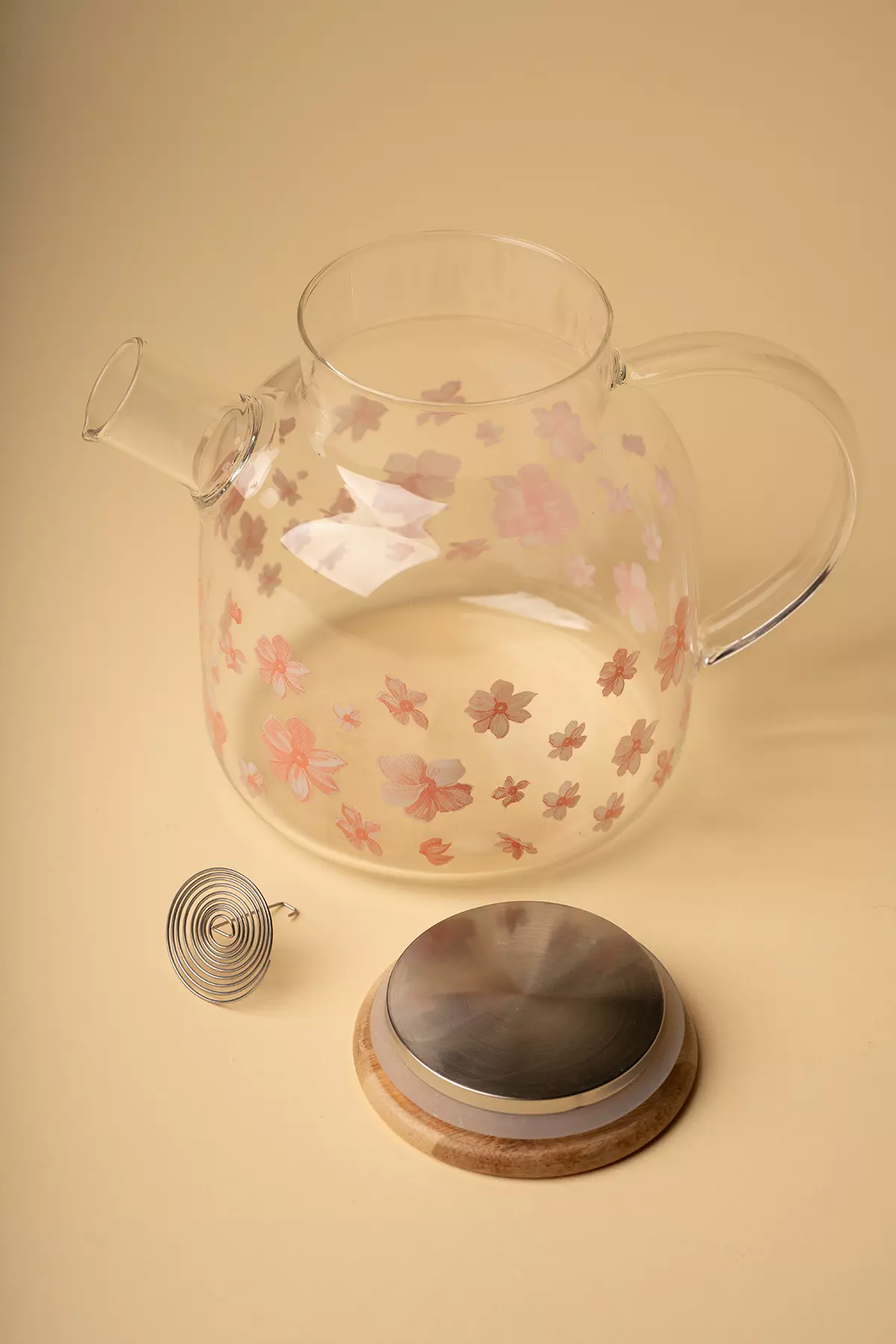 قوری پیرکس درب بامبو گلدار