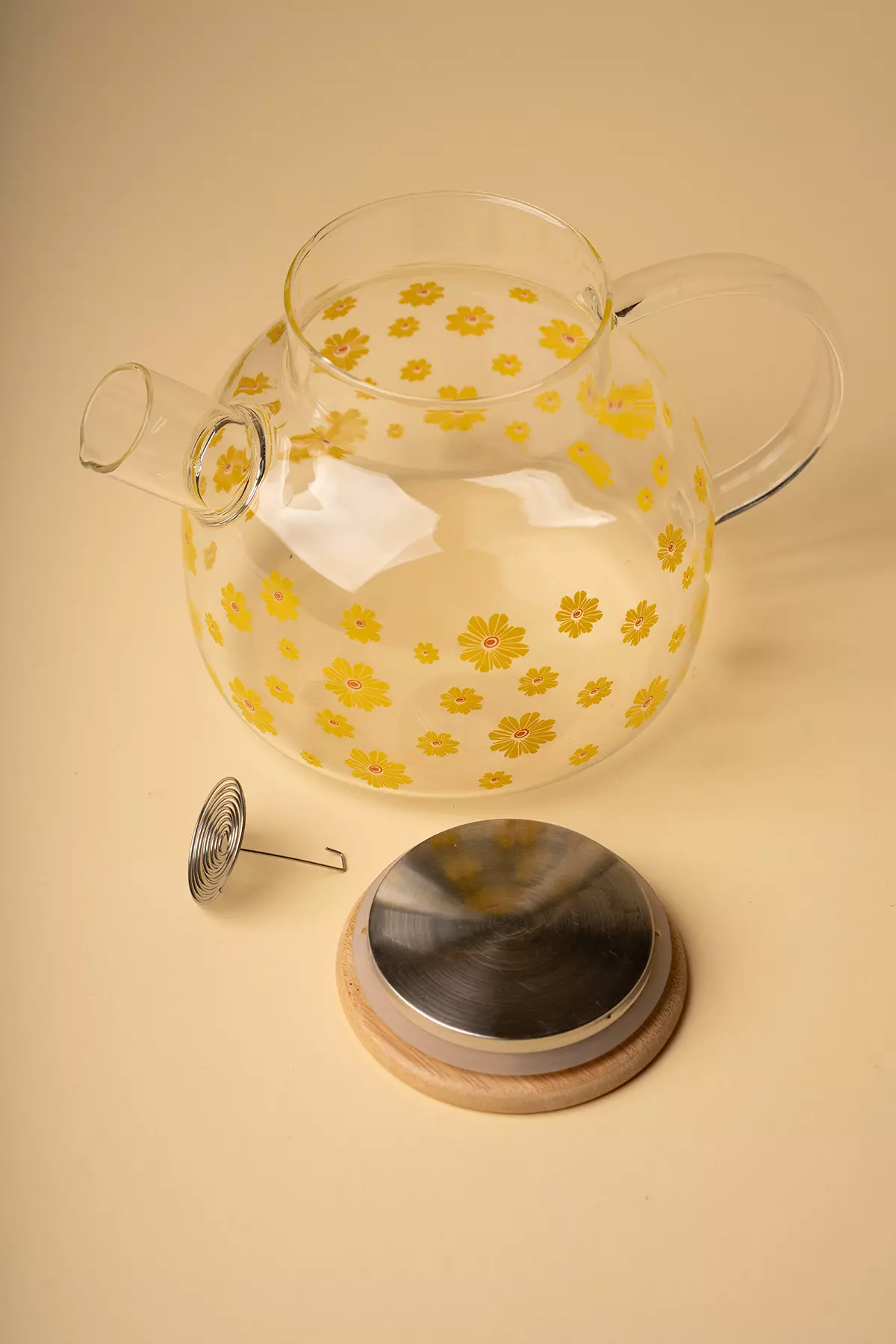 قوری پیرکس درب بامبو گلدار