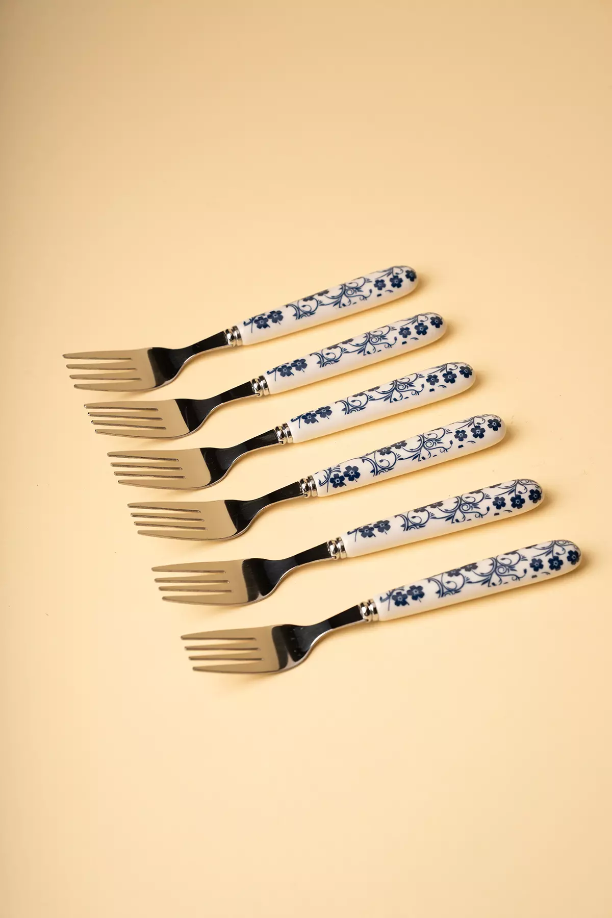 کارد چنگال سرامیکی گل آبی