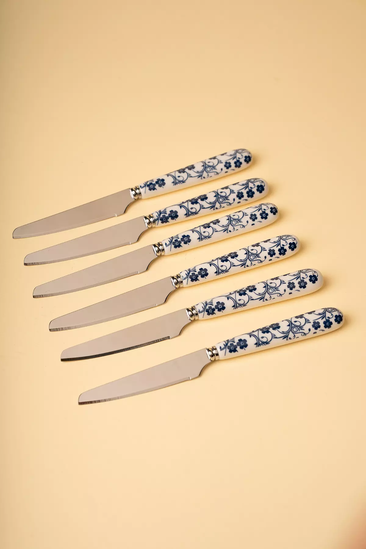 کارد چنگال سرامیکی گل آبی