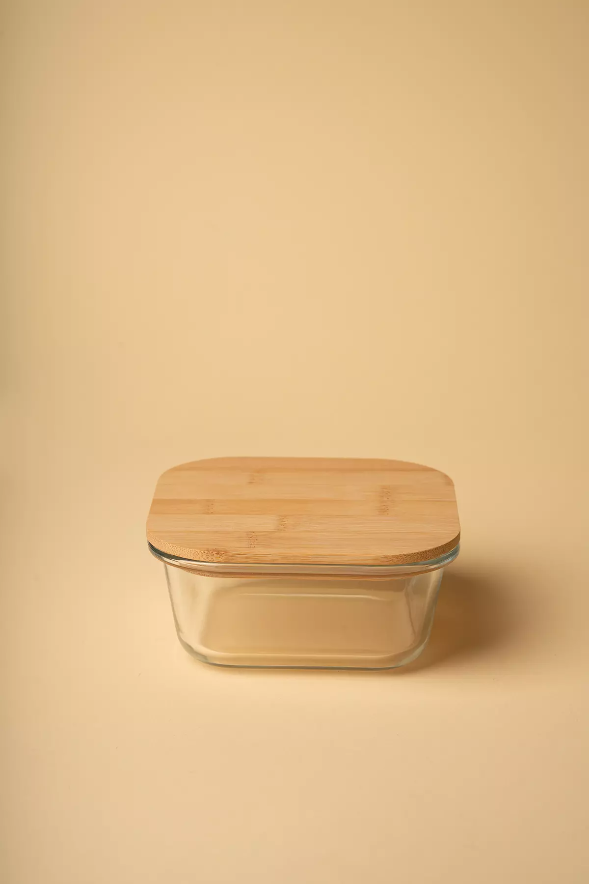 ظرف پیرکس درب بامبو مربع
