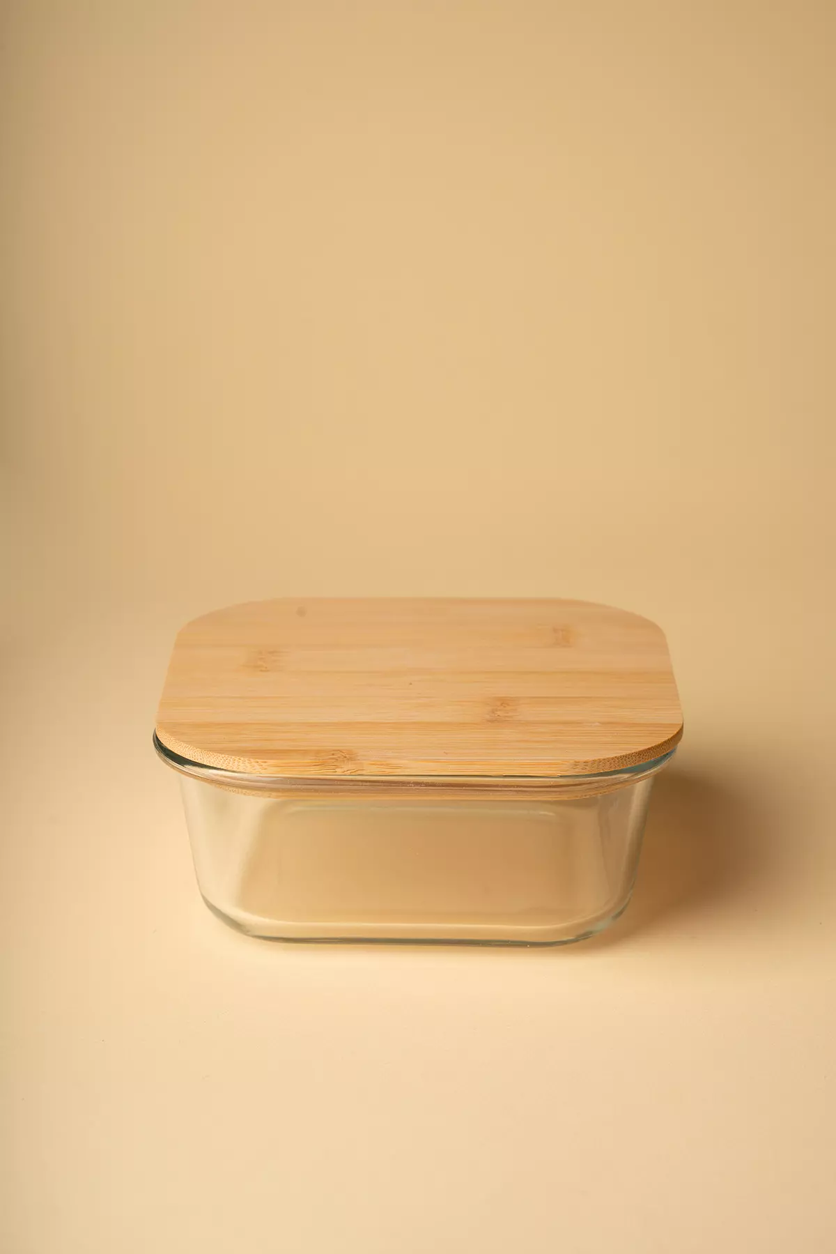 ظرف پیرکس درب بامبو مربع