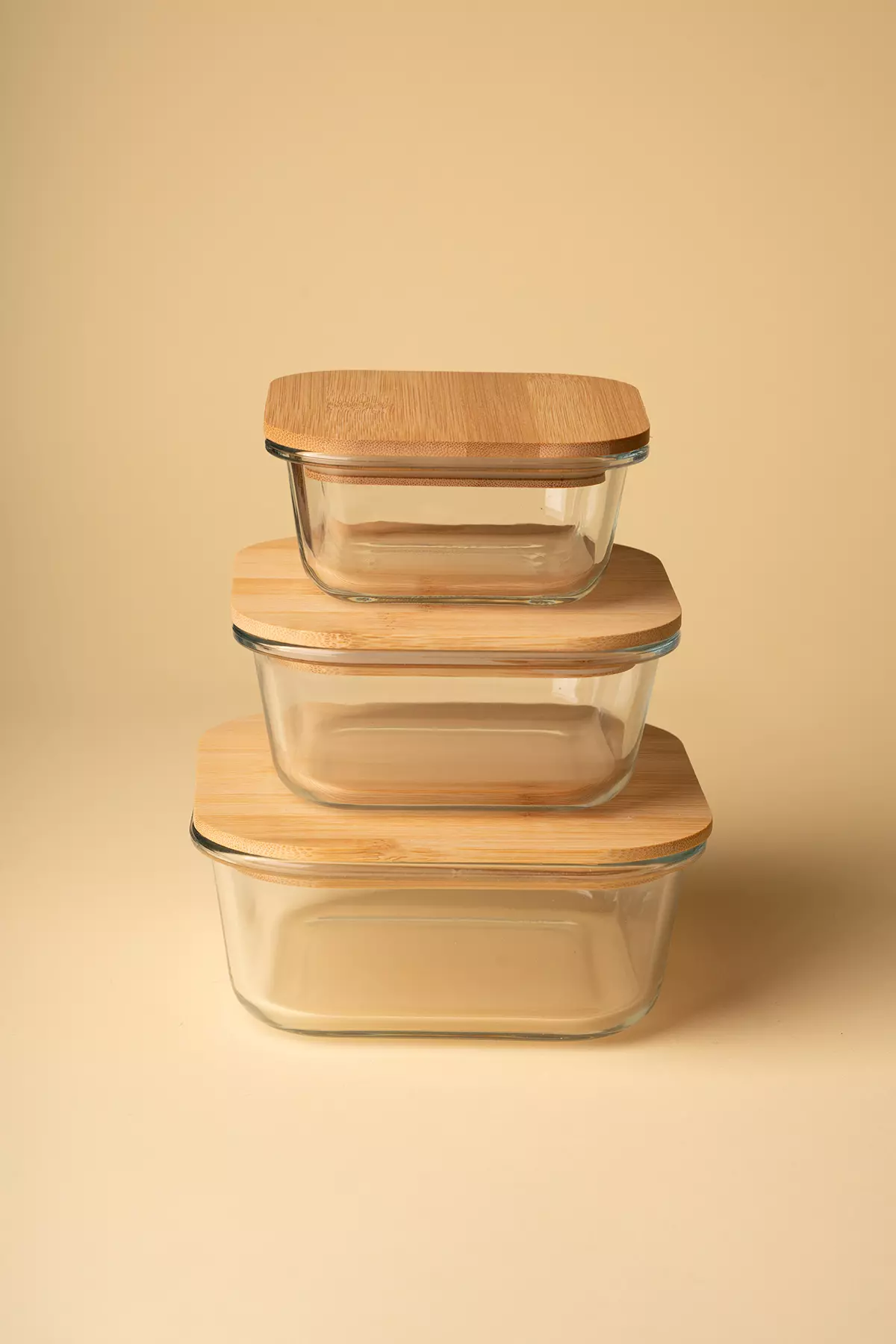 ظرف پیرکس درب بامبو مربع