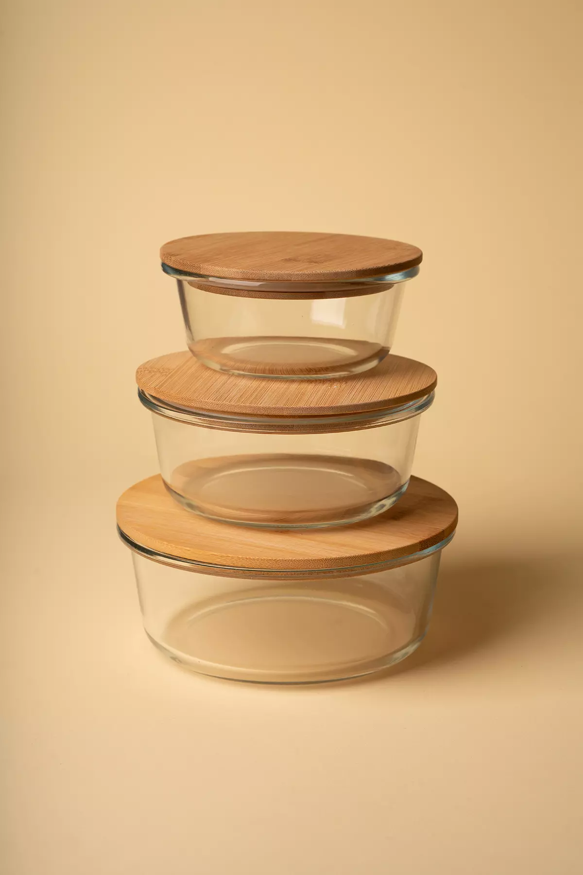 ظرف پیرکس درب بامبو گرد