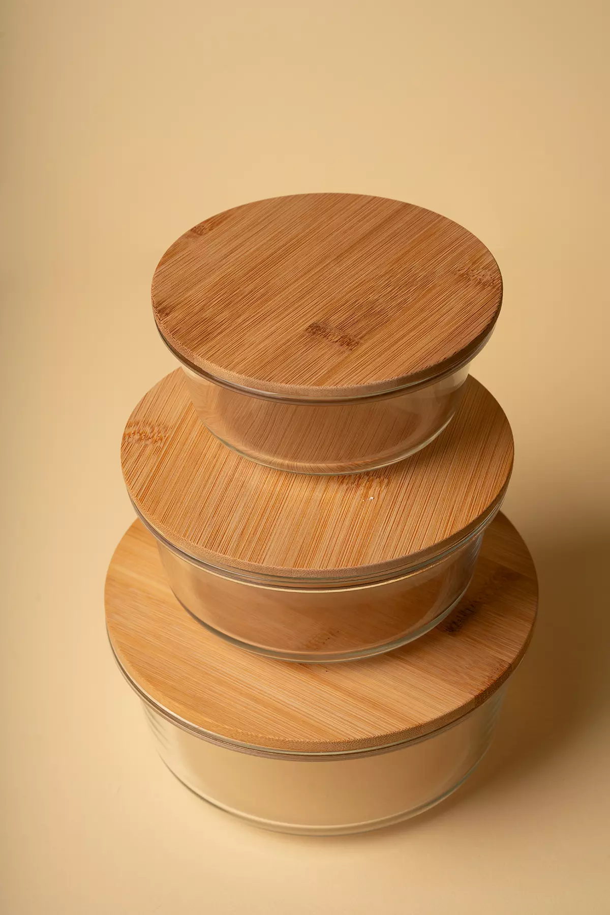 ظرف پیرکس درب بامبو گرد