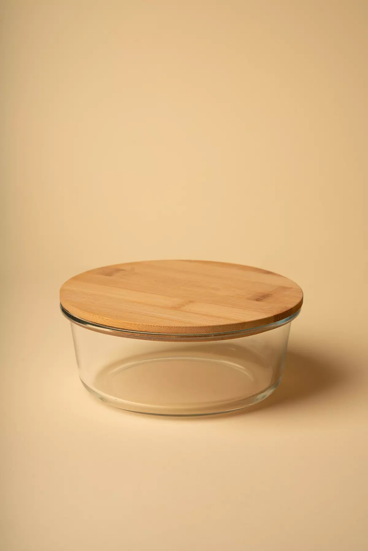 ظرف پیرکس درب بامبو گرد