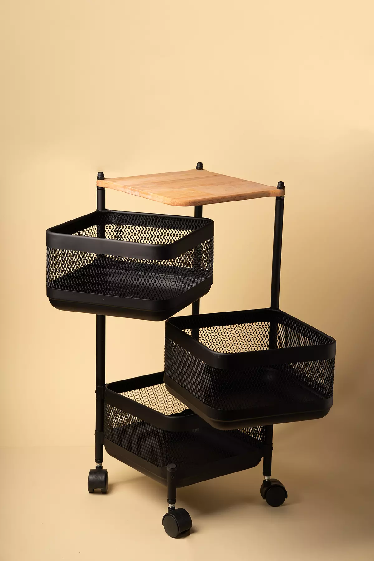 جا پیازی توری فلزی مربع چوبی