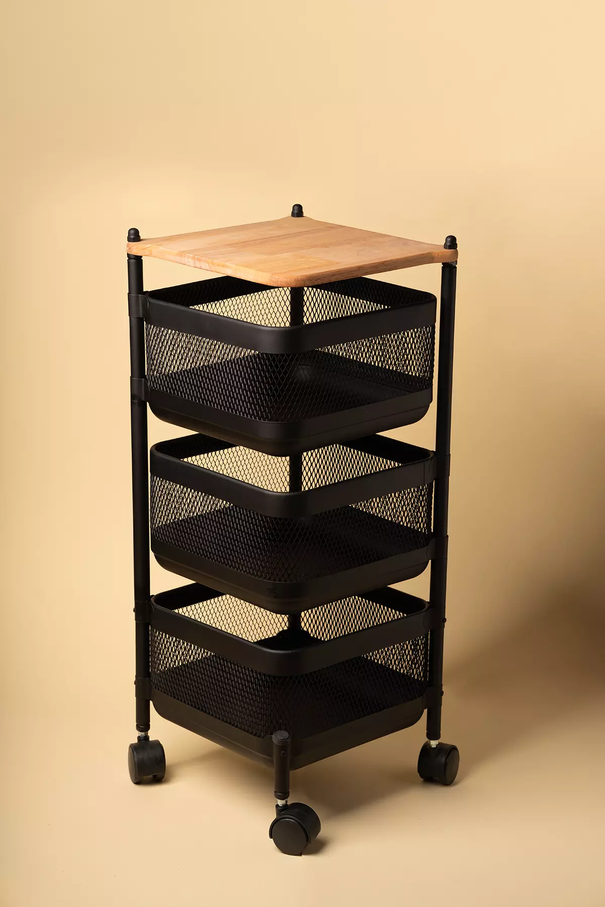 جا پیازی توری فلزی مربع چوبی