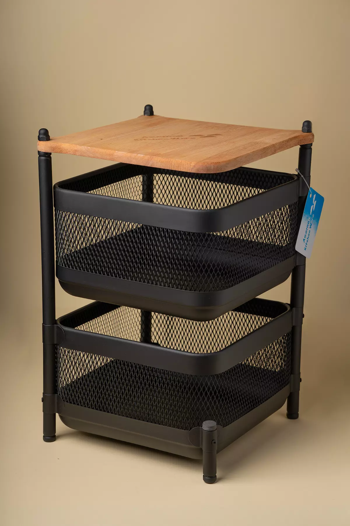 جا پیازی توری فلزی مربع چوبی