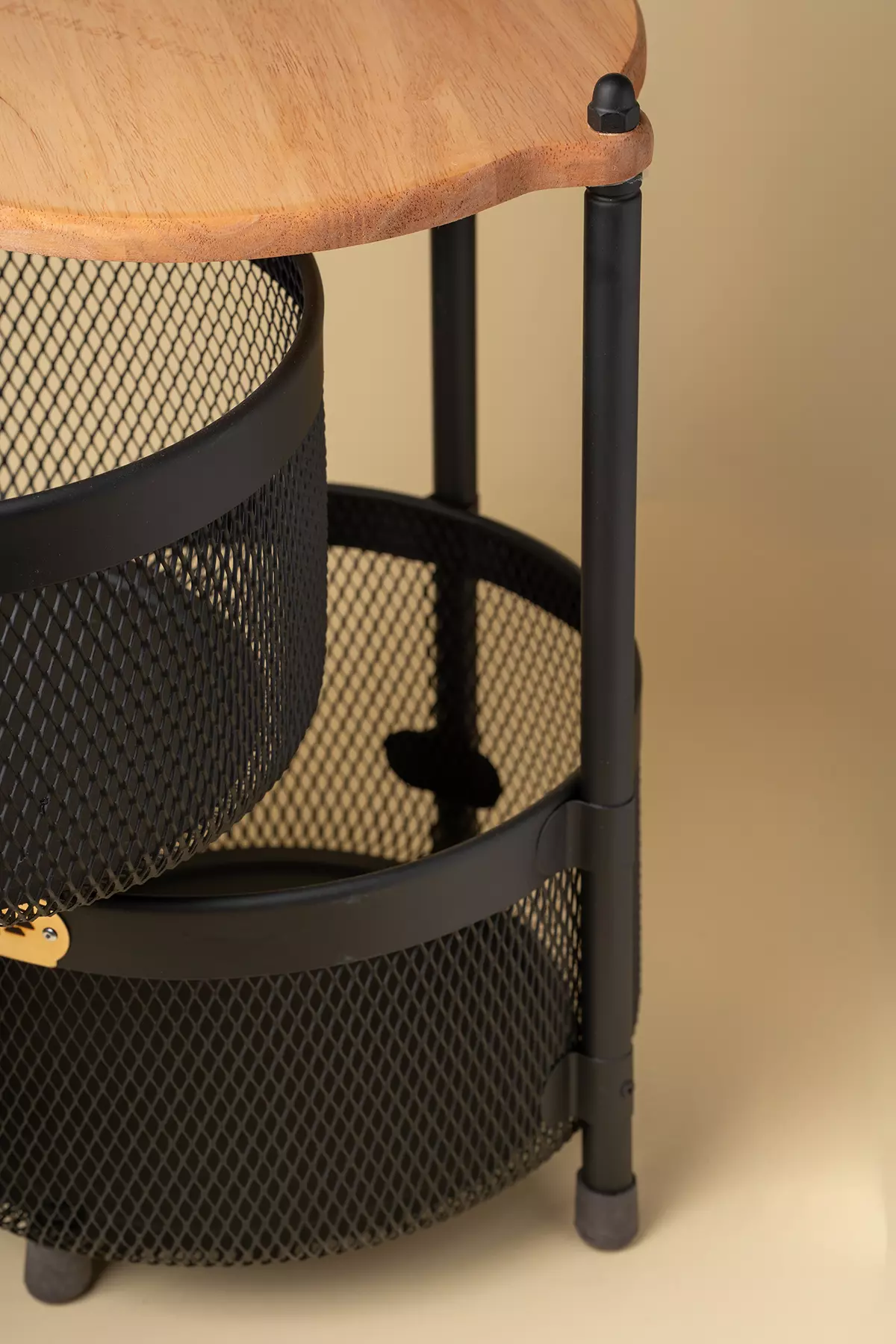 جا پیازی توری فلزی گرد چوبی