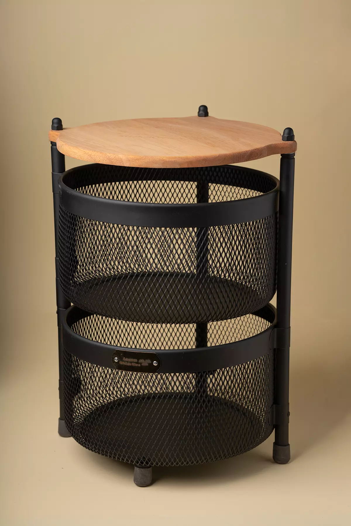 جا پیازی توری فلزی گرد چوبی