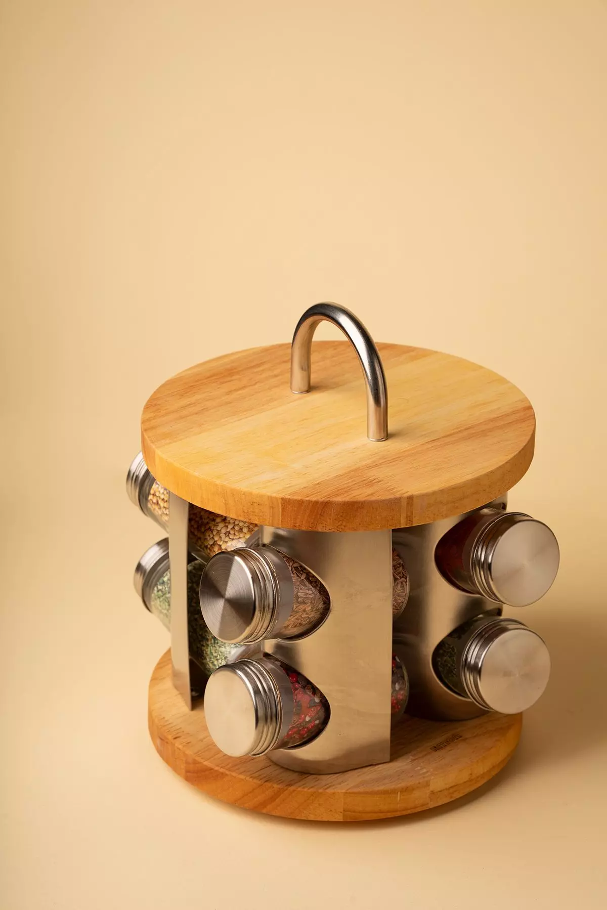 جا ادویه گردان چوب و استیل لیمون