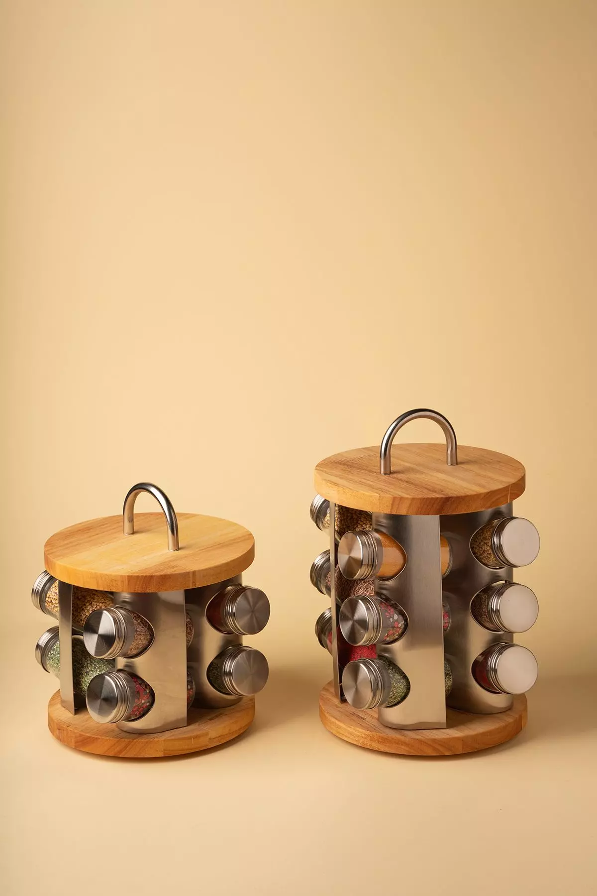 جا ادویه گردان چوب و استیل لیمون