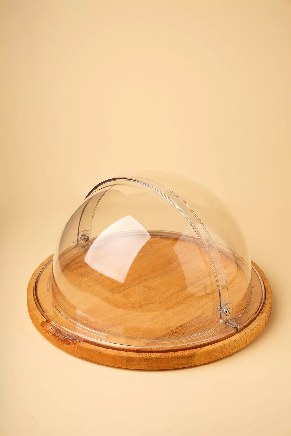 ظرف سرو کیک پایه چوبی لیمون