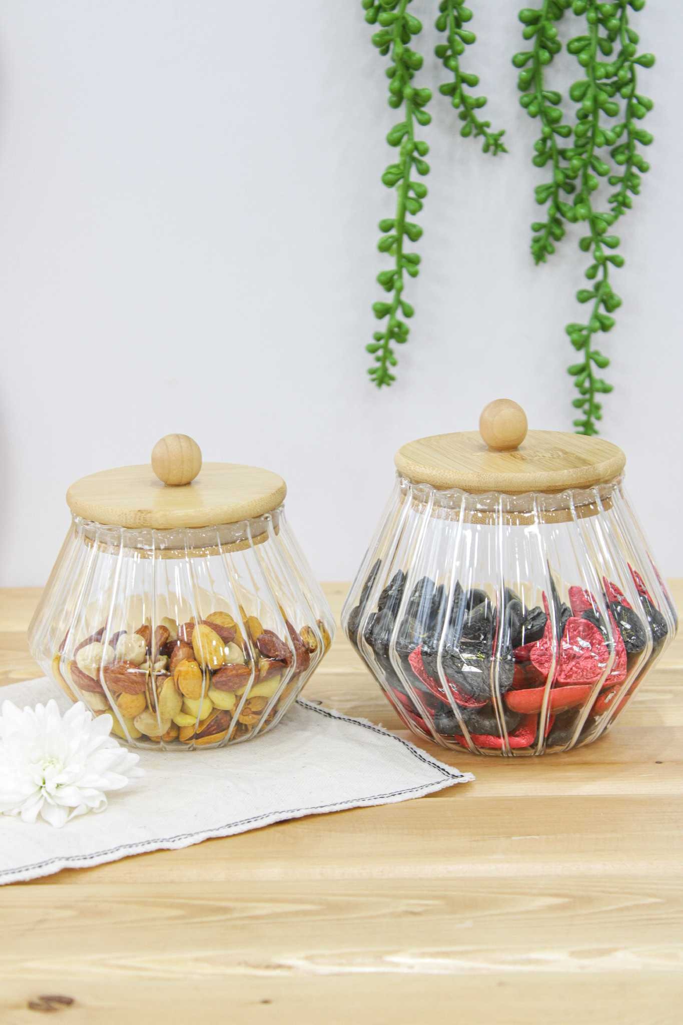 بانکه خمره ای شیاردار درب بامبو