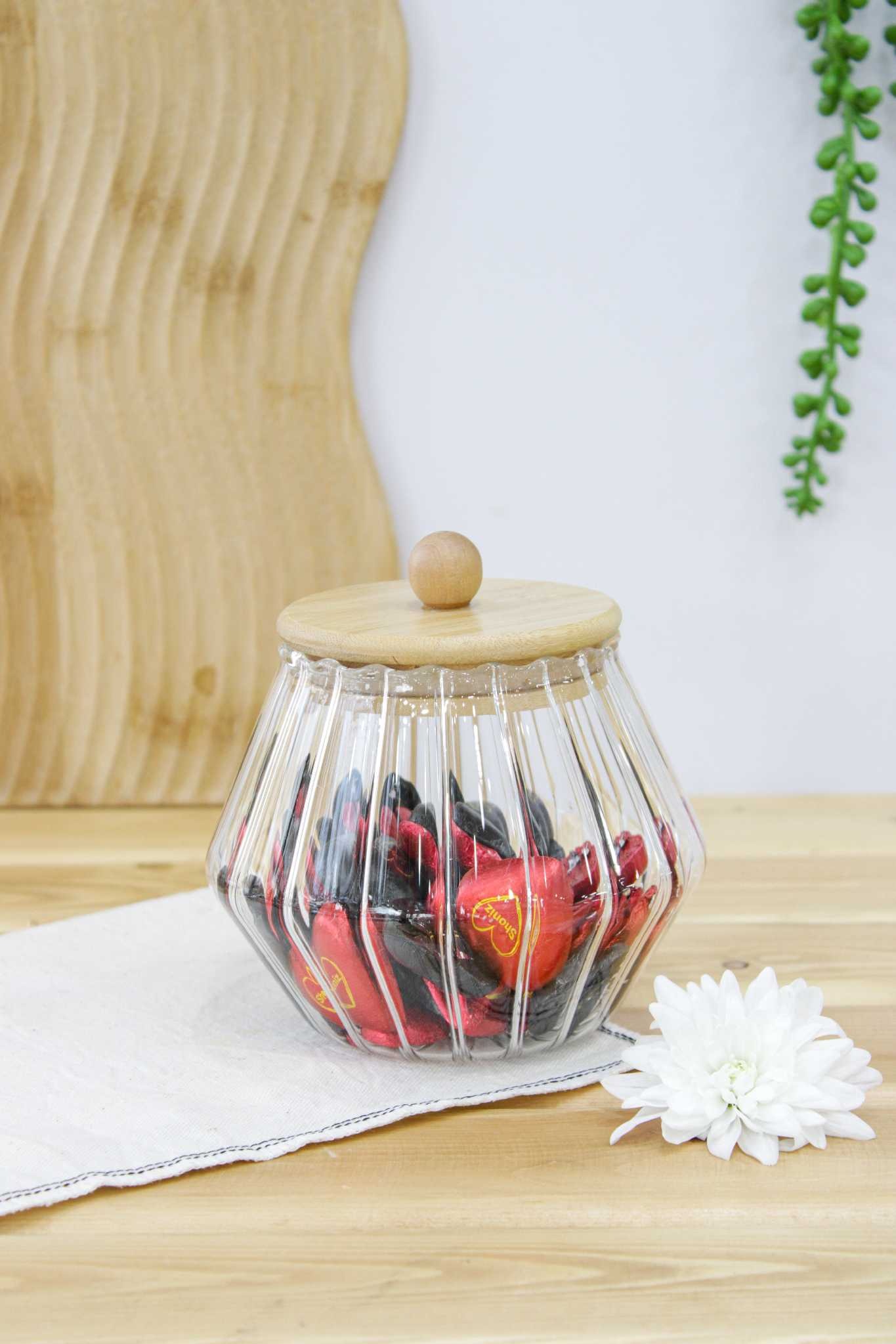 بانکه خمره ای شیاردار درب بامبو