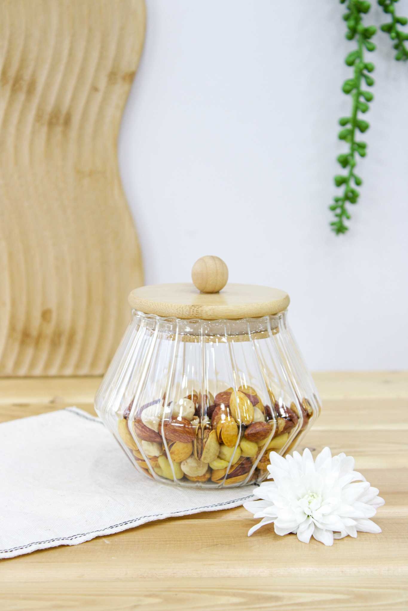 بانکه خمره ای شیاردار درب بامبو