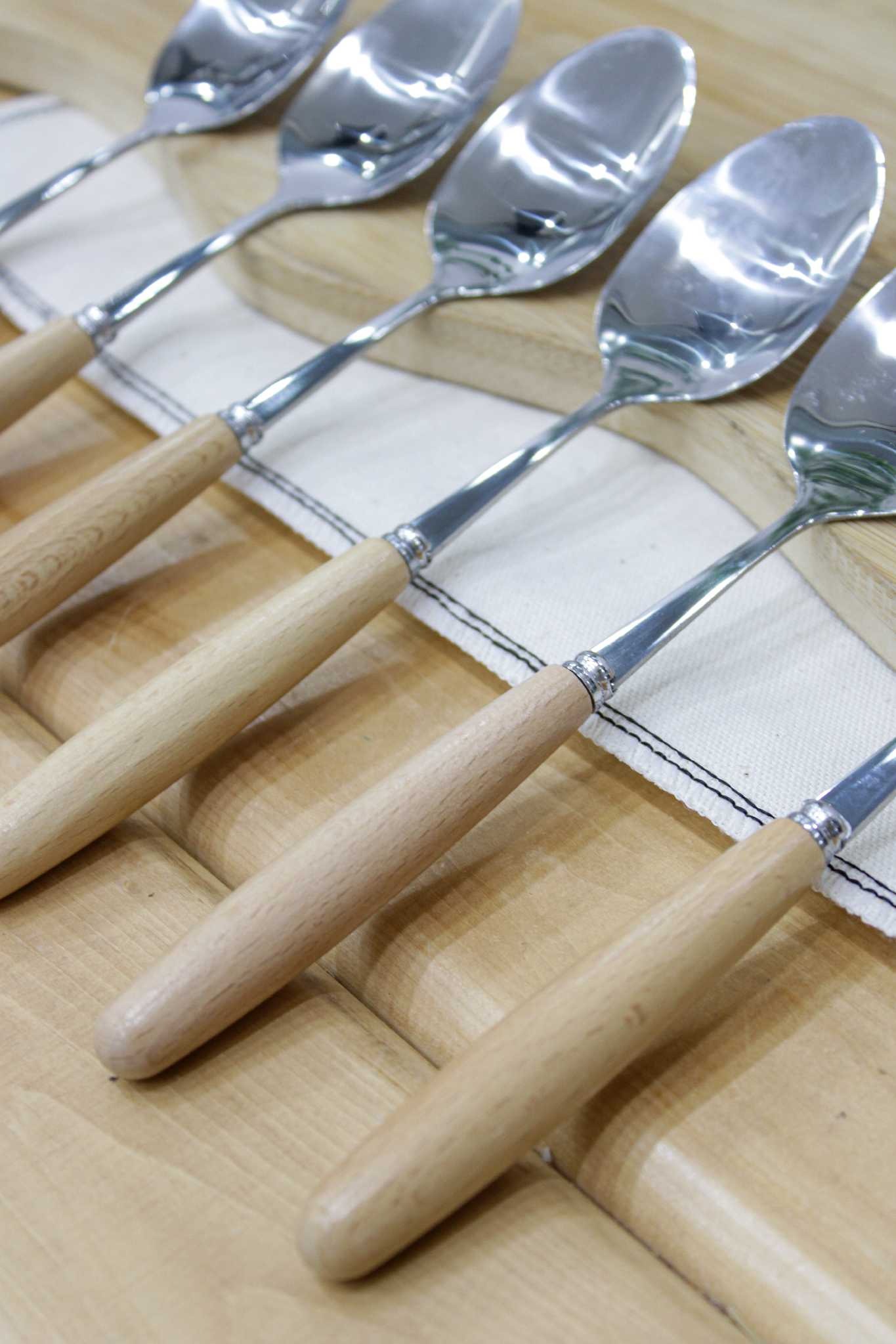 قاشق چای خوری دسته چوبی