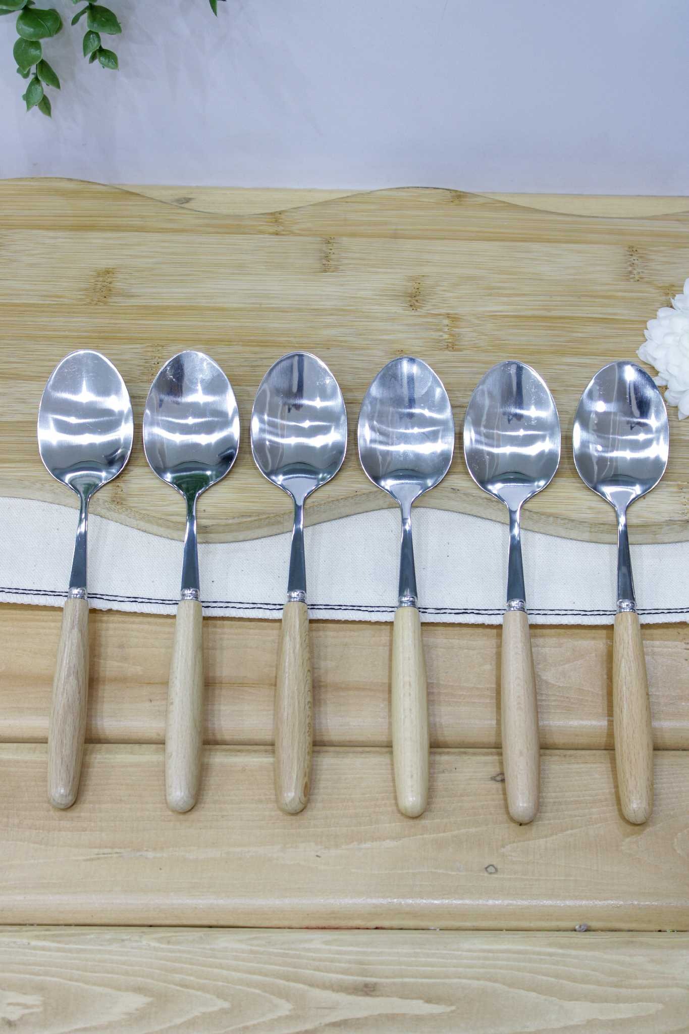 قاشق چای خوری دسته چوبی