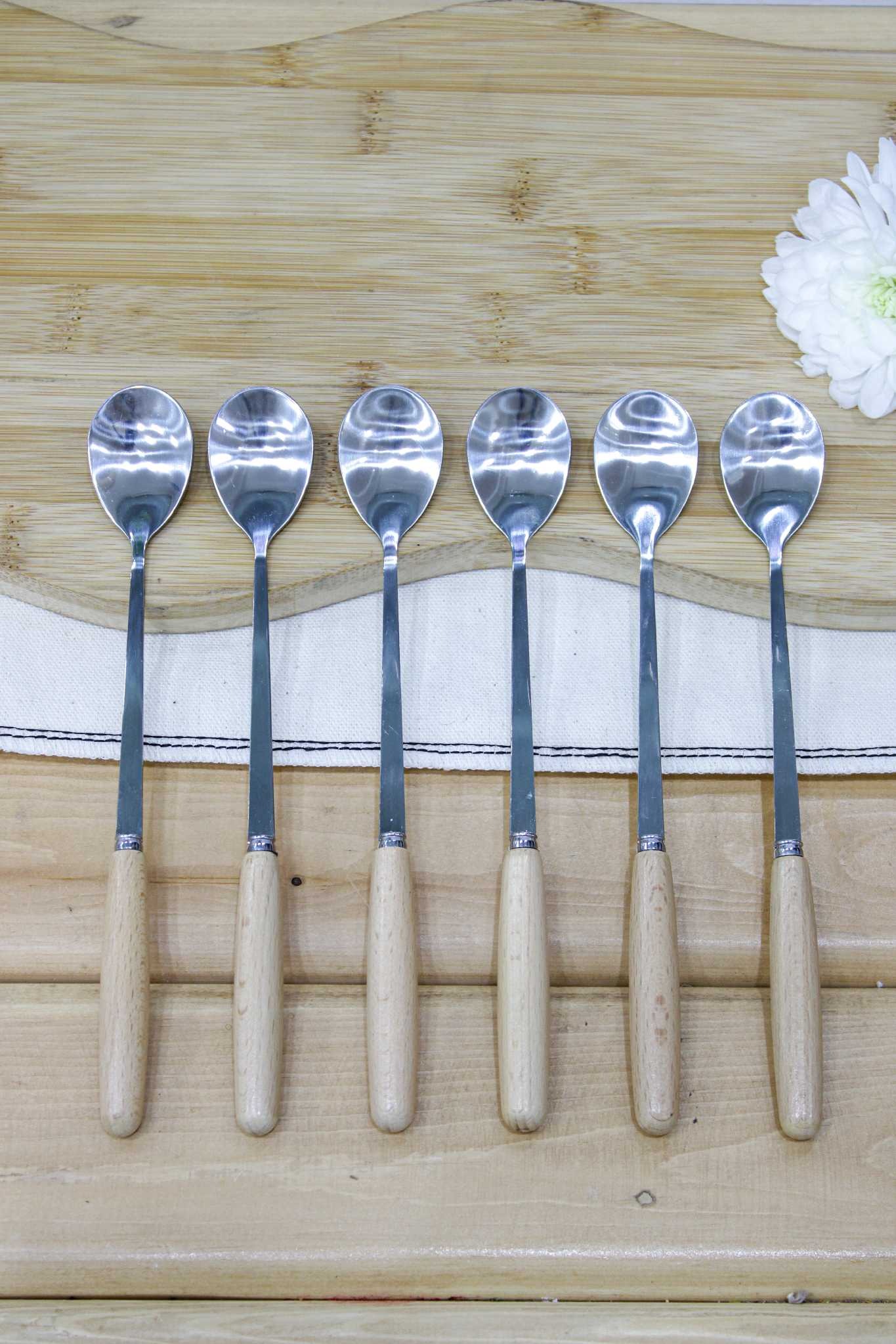 قاشق شربت خوری دسته چوبی