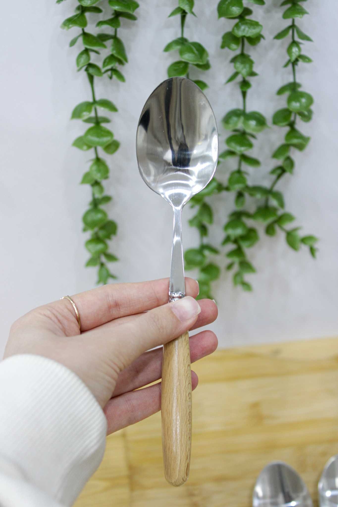 قاشق و چنگال دسته چوبی