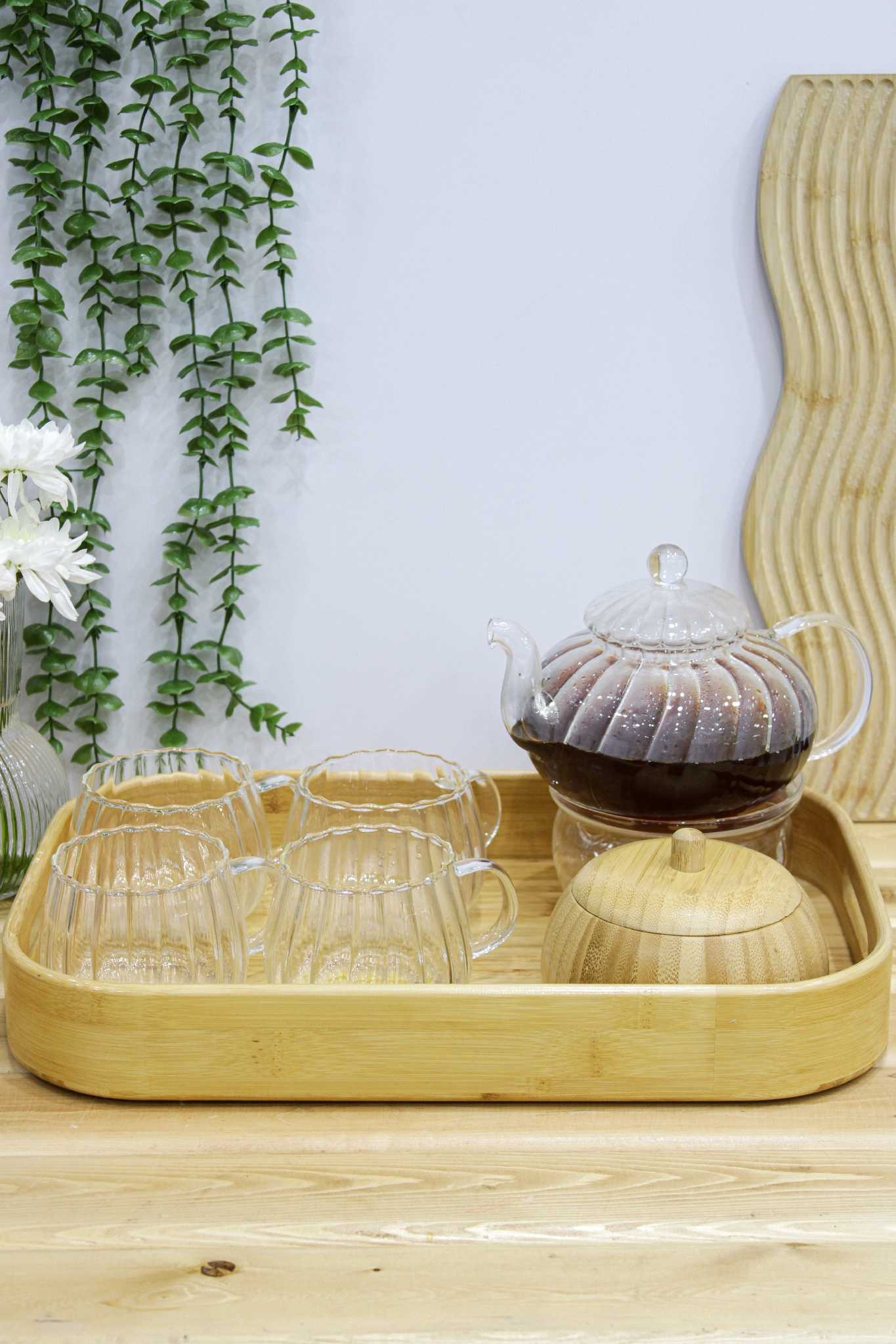 ست چای خوری پیرکس شیاردار