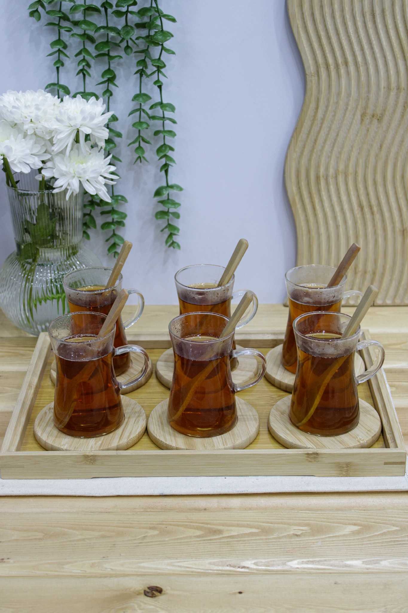 ست چای خوری کمر باریک با سینی بامبو