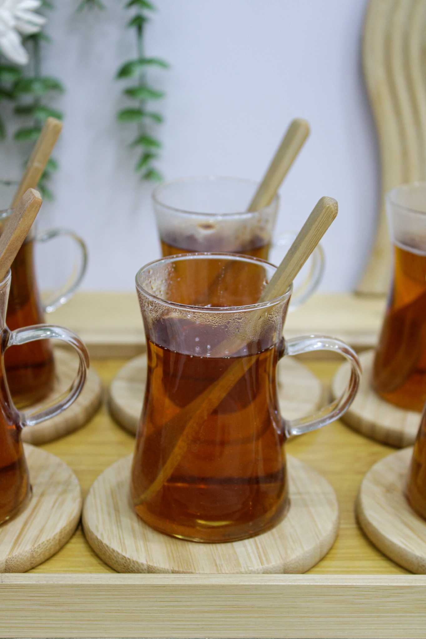 ست چای خوری کمر باریک با سینی بامبو