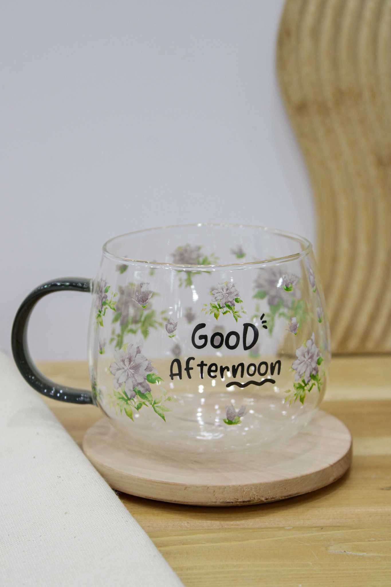 لیوان پیرکس گلدار گود مرنینگ