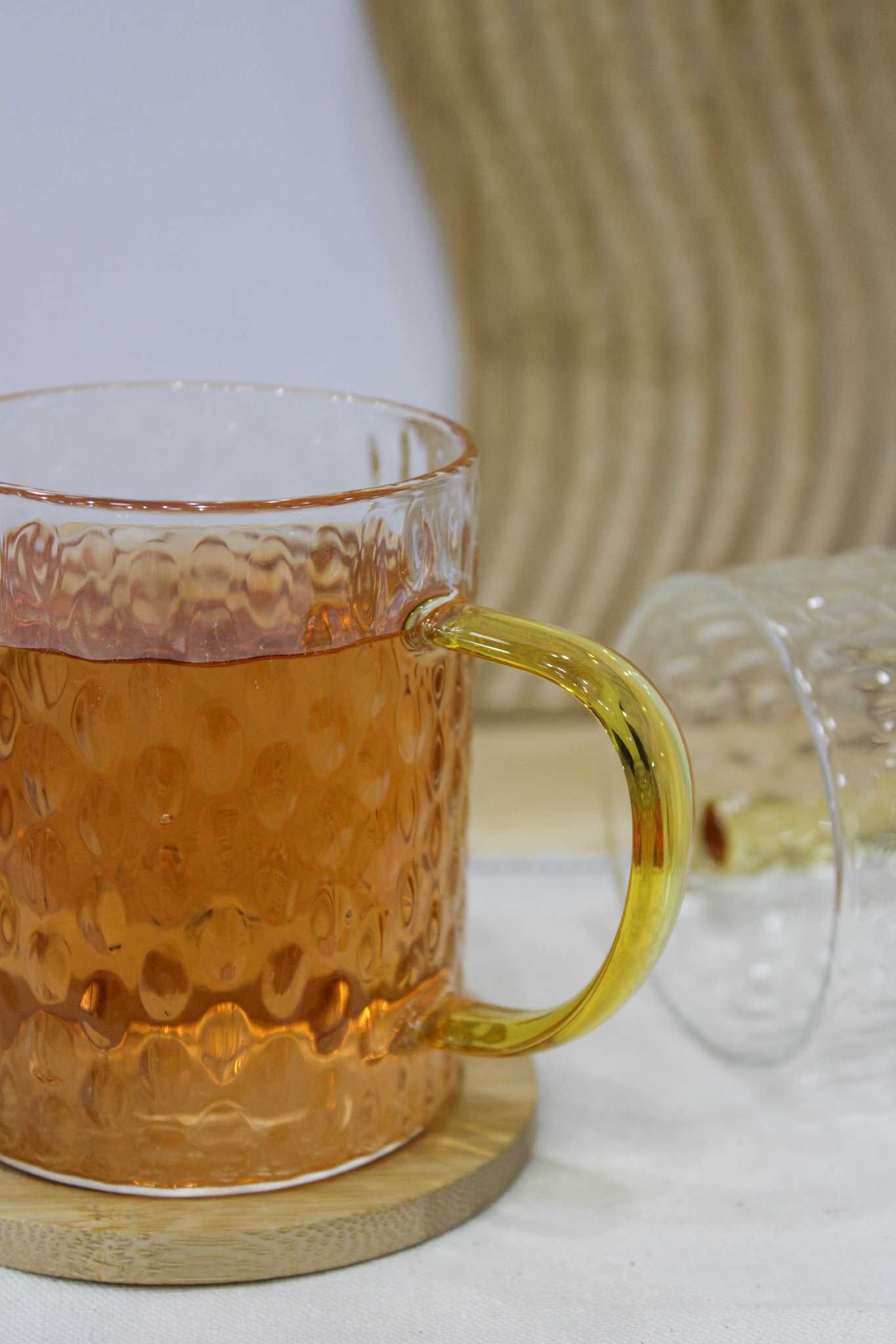 لیوان پیرکس برفی استوانه دسته طلایی